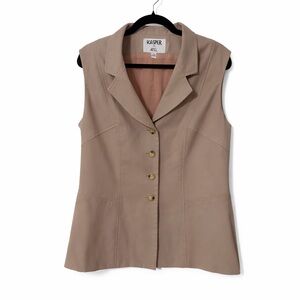 Kasper ASL Tan Tailored Vest Size 12 Button Down Workwear Suiting